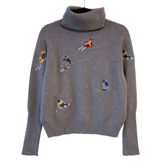 Alp N Rock Isabelle Sweater Gray Embroidered Apres Ski Winter Turtlenect S NWT - Picture 2 of 6
